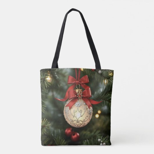 Elegant kerstversiering Collectie met rode boog Tote Bag (Achterkant)