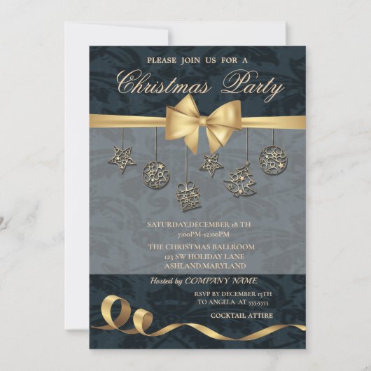 Elegant kerstversieringen, Bow, kerstfeest Kaart (Voorkant)