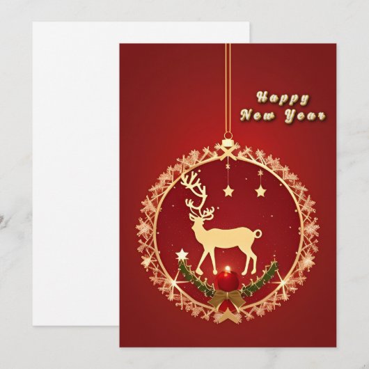 Elegant kerstversieringen feestdagenkaart (Voorkant / Achterkant)