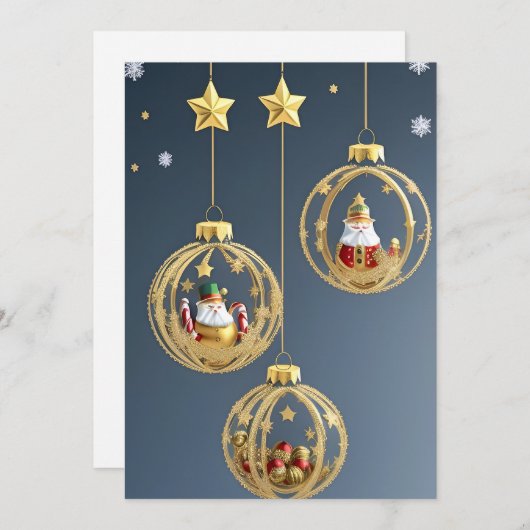 Elegant kerstversieringen feestdagenkaart (Voorkant / Achterkant)