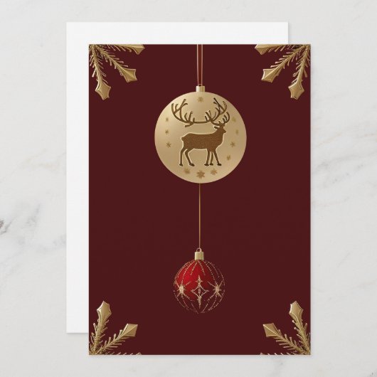 Elegant kerstversieringen feestdagenkaart (Voorkant / Achterkant)