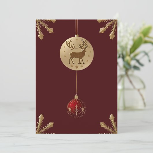 Elegant kerstversieringen feestdagenkaart (Staand voorkant)