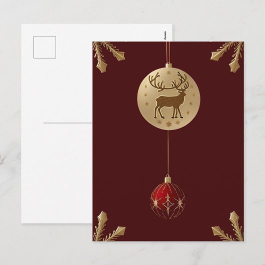 Elegant kerstversieringen feestdagenkaart (Voorkant / Achterkant)