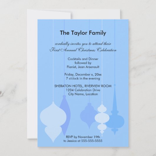 Elegant kerstversieringsfeest kaart (Achterkant)