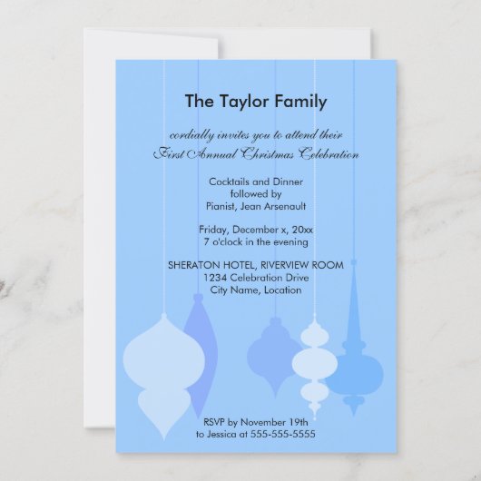 Elegant kerstversieringsfeest kaart (Achterkant)