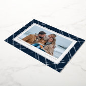 Elegant kerstvioolblauw foto folie feestdagenkaart (Gedraaid)