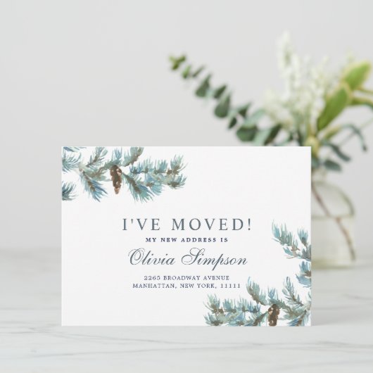 Elegant kerstWaterverf Pinecones Moving Aankondiging (Staand voorkant)