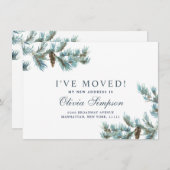 Elegant kerstWaterverf Pinecones Moving Aankondiging (Voorkant / Achterkant)