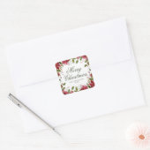 Elegant kerstWaterverf Poinsettia Vierkante Sticker (Envelop)