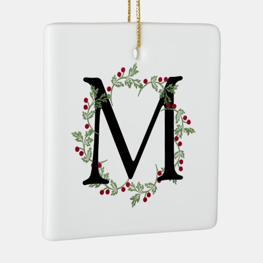 Elegant Kerstweesmonogram Keramisch Ornament (Rechts)