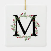 Elegant Kerstweesmonogram Keramisch Ornament (Achterkant)
