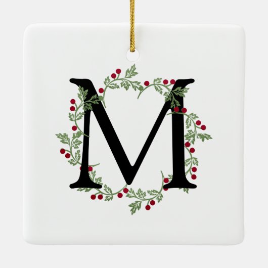 Elegant Kerstweesmonogram Keramisch Ornament (Achterkant)
