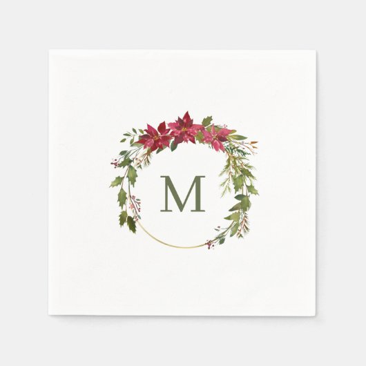 Elegant Kerstweesmonogram Servet (Voorkant)