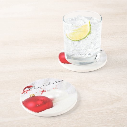 Elegant kerstwensen zandsteen onderzetter (Zijkant)