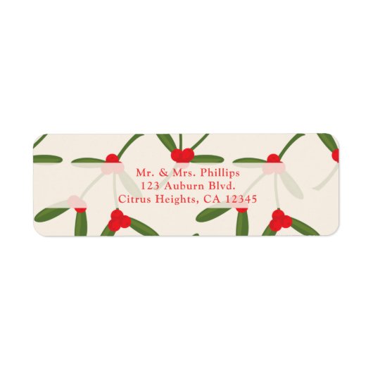 Elegant Kerstwinter Berries Holiday Etiket (Voorkant)