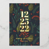 Elegant Kerstwinter Botanische Greenery Folie Feestdagenkaart (Voorkant)