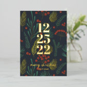 Elegant Kerstwinter Botanische Greenery Folie Feestdagenkaart (Staand Voorkant)