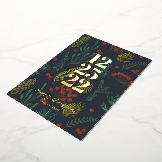 Elegant Kerstwinter Botanische Greenery Folie Feestdagenkaart (Gedraaid)