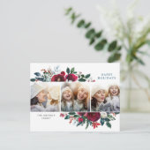 Elegant Kerstwinter Flowers 3 Fotovergroening Briefkaart (Staand voorkant)