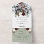 Elegant Kerstwinter Foto bruiloft All In One Uitnodiging (Binnen)