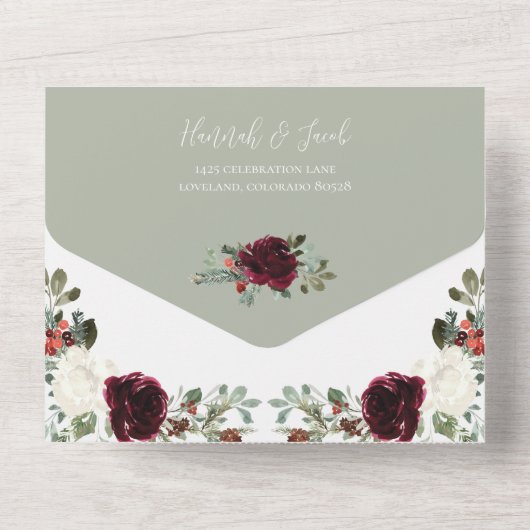 Elegant Kerstwinter Foto bruiloft All In One Uitnodiging (Achterkant)