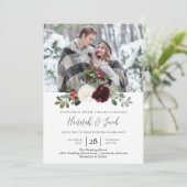 Elegant Kerstwinter Foto bruiloft Kaart (Staand voorkant)
