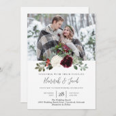 Elegant Kerstwinter Foto bruiloft Kaart (Voorkant / Achterkant)