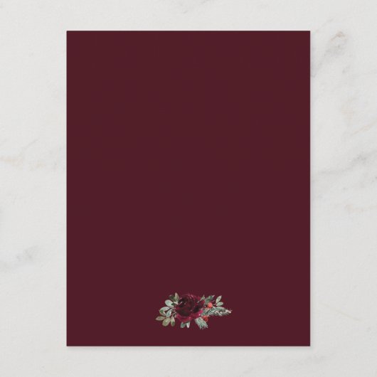 Elegant Kerstwinter Weddenschap Informatiekaartje (Achterkant)