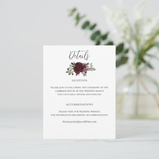 Elegant Kerstwinter Weddenschap Informatiekaartje (Staand voorkant)