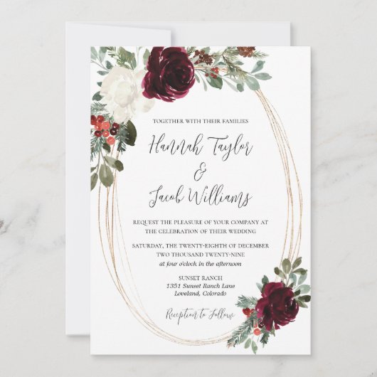 Elegant Kerstwinter Weddenschap Kaart (Voorkant)