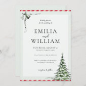 Elegant Kerstwinter Weddenschap Kaart (Voorkant / Achterkant)