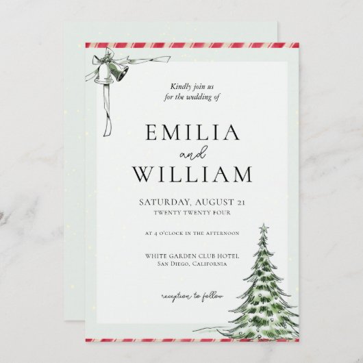 Elegant Kerstwinter Weddenschap Kaart (Voorkant / Achterkant)