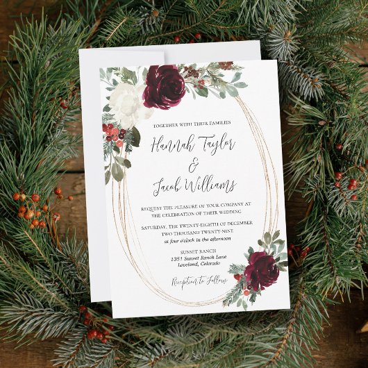 Elegant Kerstwinter Weddenschap Kaart