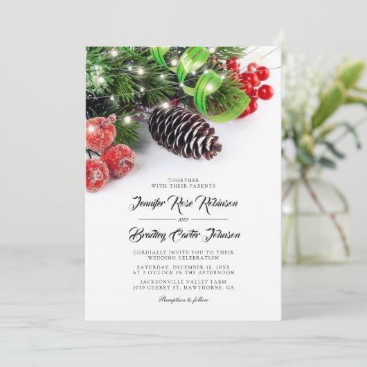 Elegant Kerstwinter Weddenschap Kaart