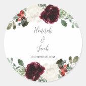 Elegant Kerstwinter Weddenschap Ronde Sticker (Voorkant)