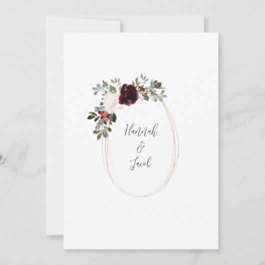 Elegant Kerstwinter Weddenschap Save The Date (Achterkant)