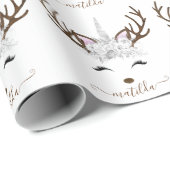 Elegant Kerstzilver glitter eenhoorn hert Cadeaupapier (Rol Hoek)