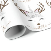 Elegant Kerstzilver glitter eenhoorn hert Cadeaupapier (Rol Hoek)