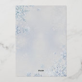 Elegant Kerstzilver Snowflakes Blue Gray Joy Folie Feestdagenkaart (Achterkant)