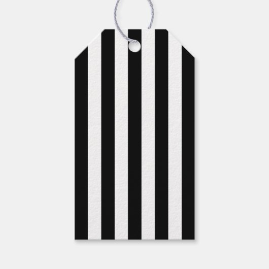 Elegant kerstzwart en witte streped cadeaulabel (Voorkant)