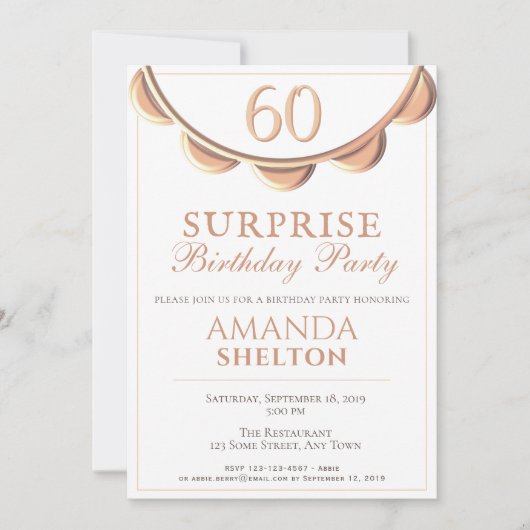 Elegant Ketting 60e verrassingsverjaardagsfeestje Kaart (Voorkant)