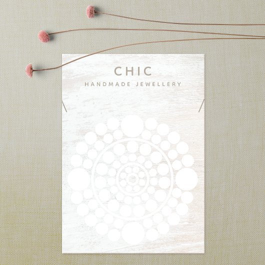 Elegant Ketting White Wood Circle Motif Visitekaartje