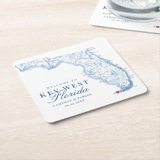 Elegant Key West Florida bruiloft Kartonnen Onderzetters (Schuin)