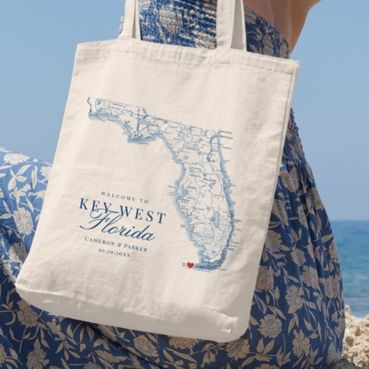 Elegant Key West Florida bruiloft welkom Canvas ta Tote Bag