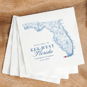 Elegant Key West Florida Kaart Bruiloft Servet
