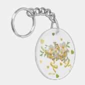 Elegant Keychain with hearts and flowers (Voorkant Links)