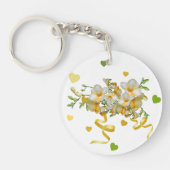 Elegant Keychain with hearts and flowers (Voorkant)