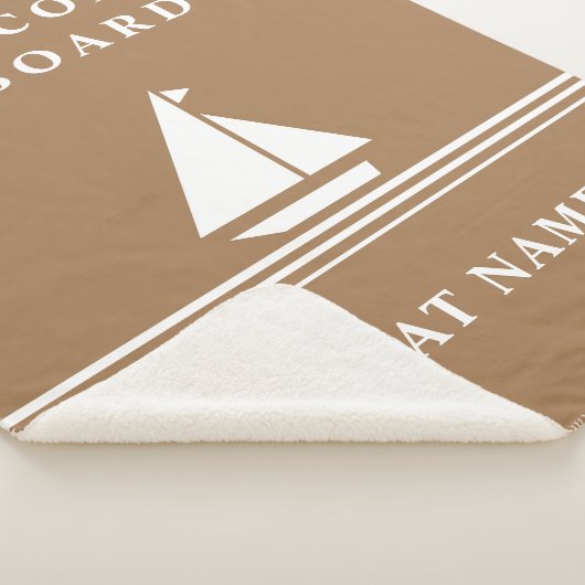 Elegant Khaki Boat Nautical Name Text Sherpa Deken (3/4)