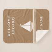 Elegant Khaki Boat Nautical Name Text Sherpa Deken (Voorkant (horizontaal))
