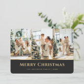Elegant Khaki Gold Buffalo met kerstfoto's Feestdagenkaart (Staand voorkant)